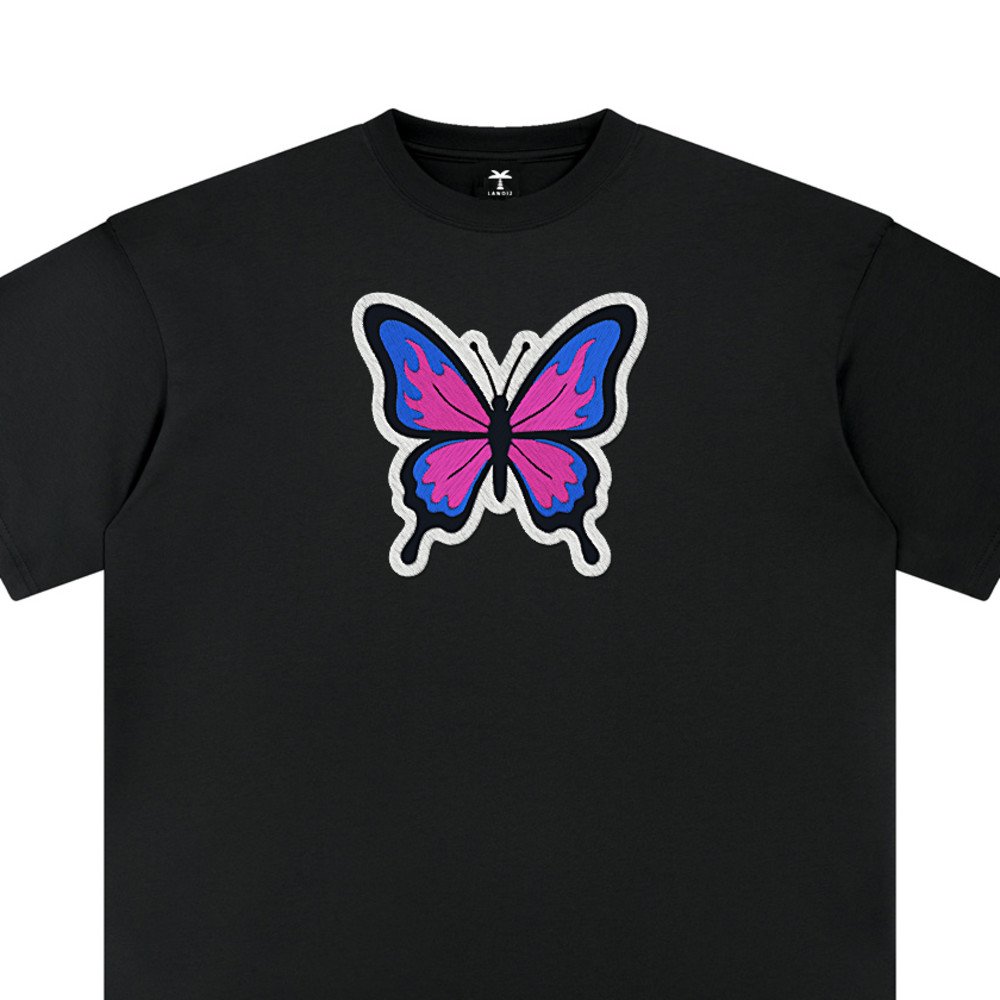 T-shirt oversized brodé Papillon – t-shirt noir brodé