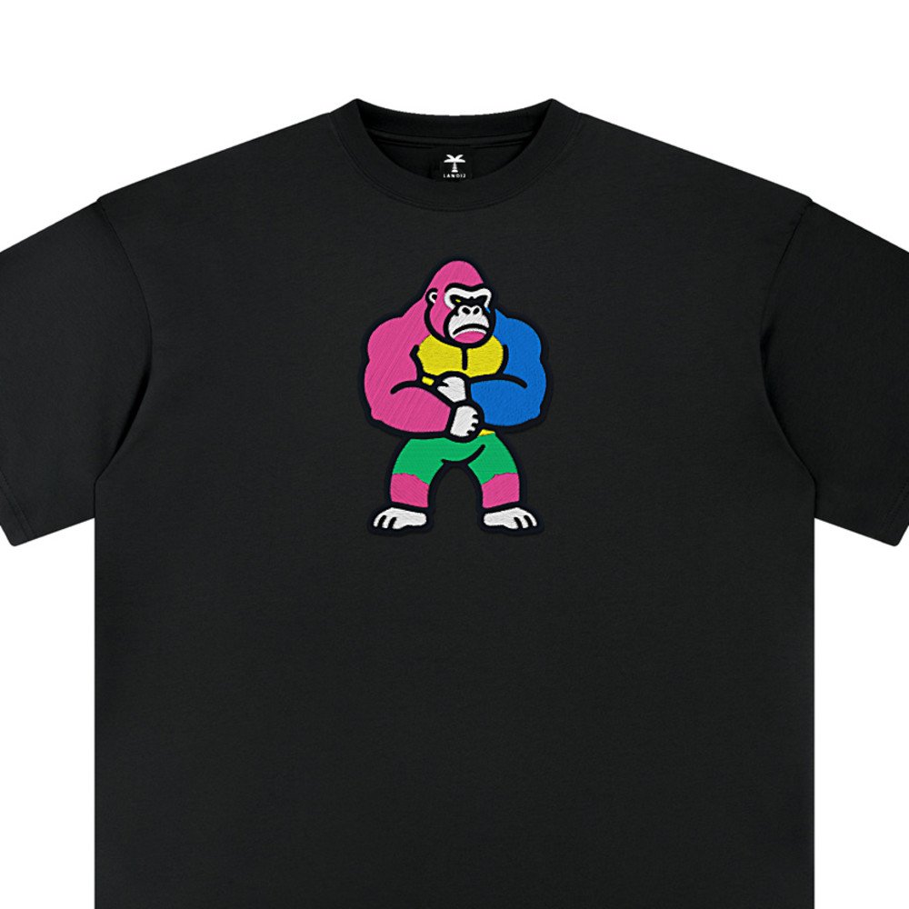 T-shirt oversized brodé Gorille – t-shirt noir brodé