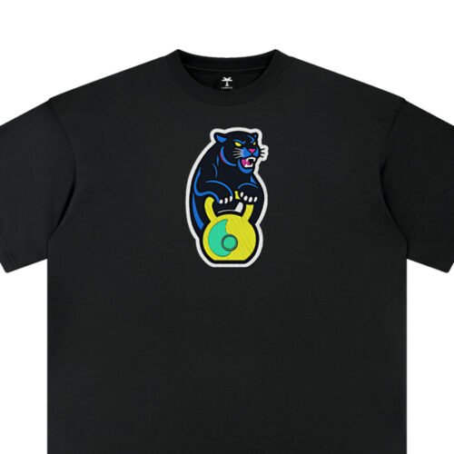 T-shirt oversized brodé Panthère kettlebell – t-shirt noir brodé