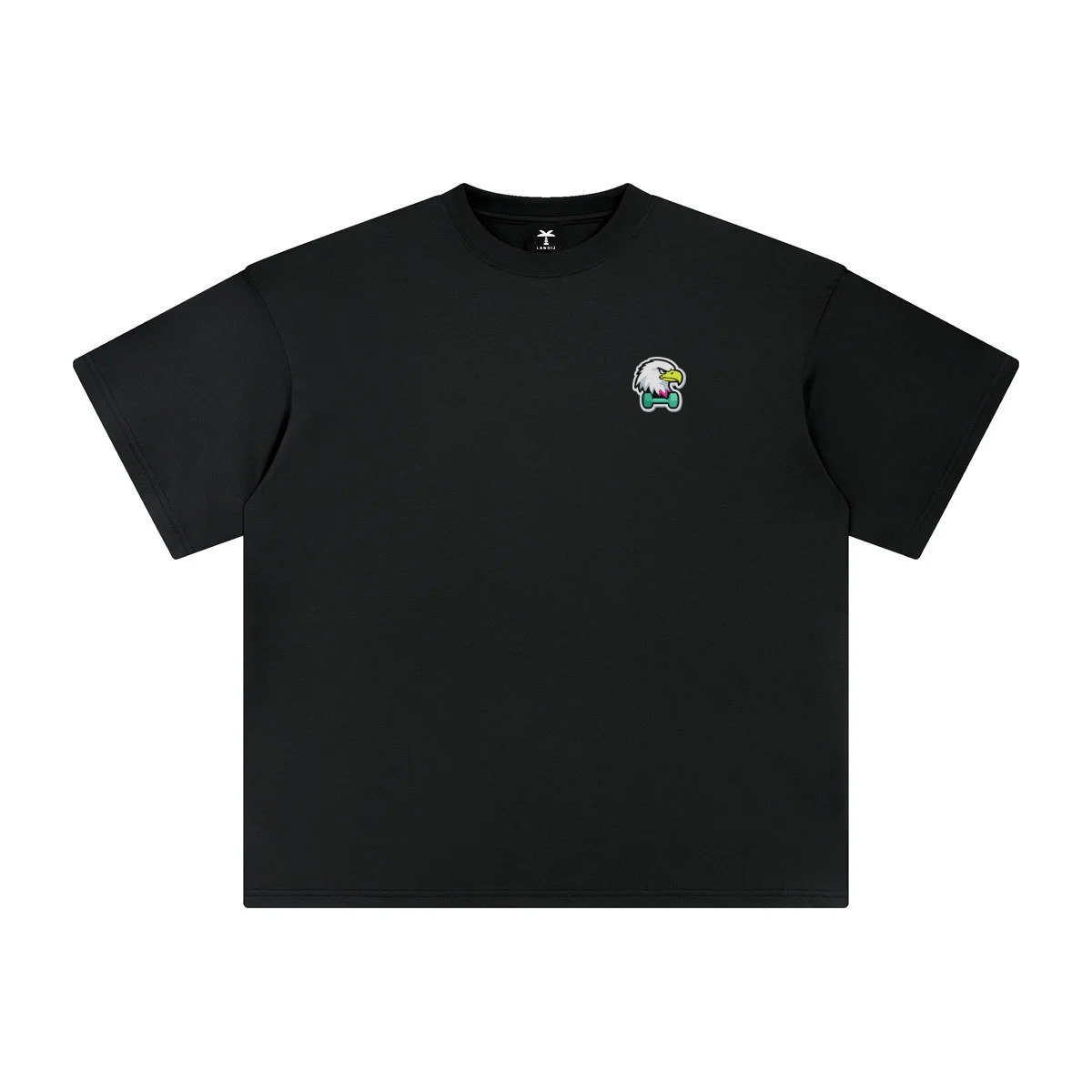 T-shirt oversized brodé Aigle haltère – noir – cœur