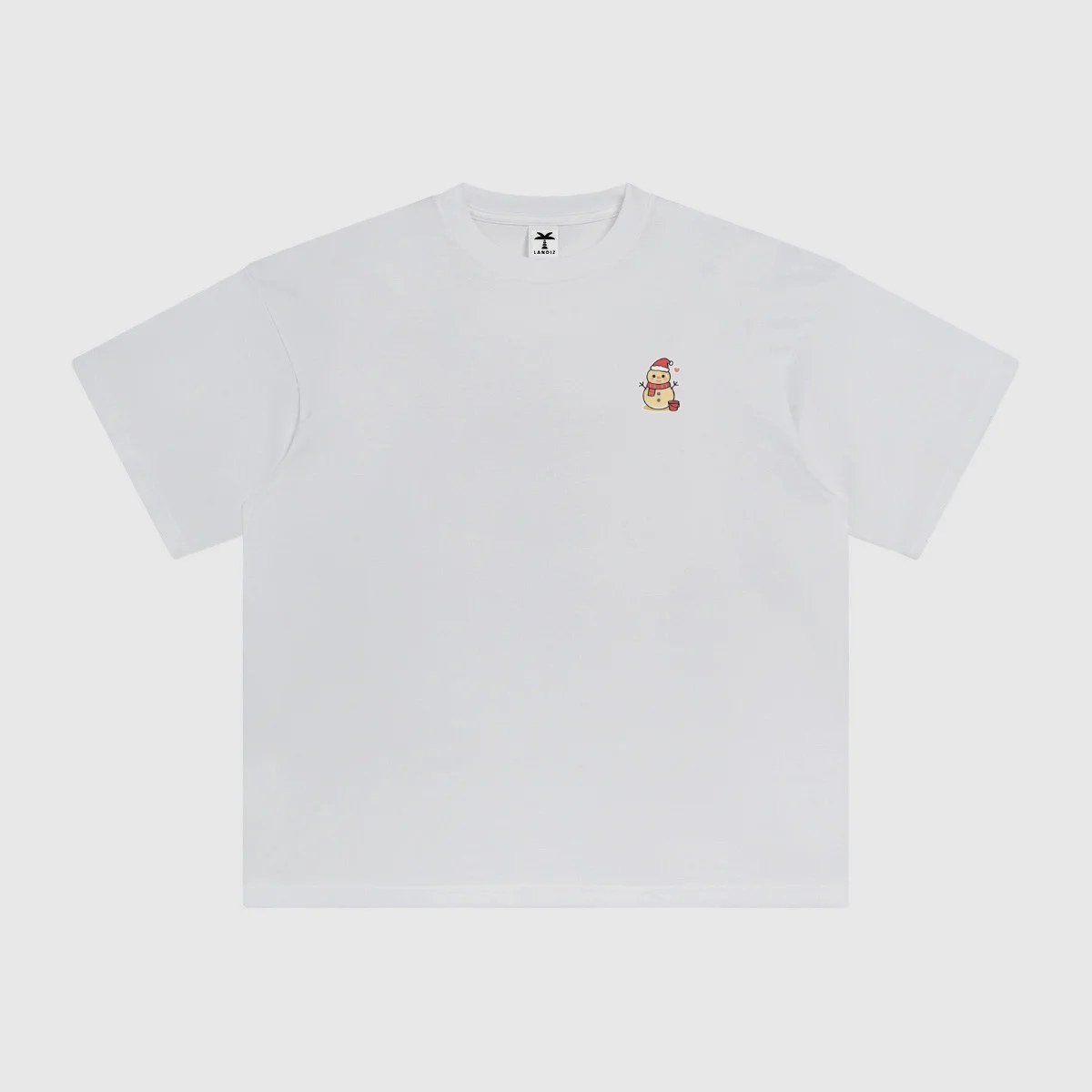T-shirt oversized brodé Bonhomme de sable – blanc – cœur