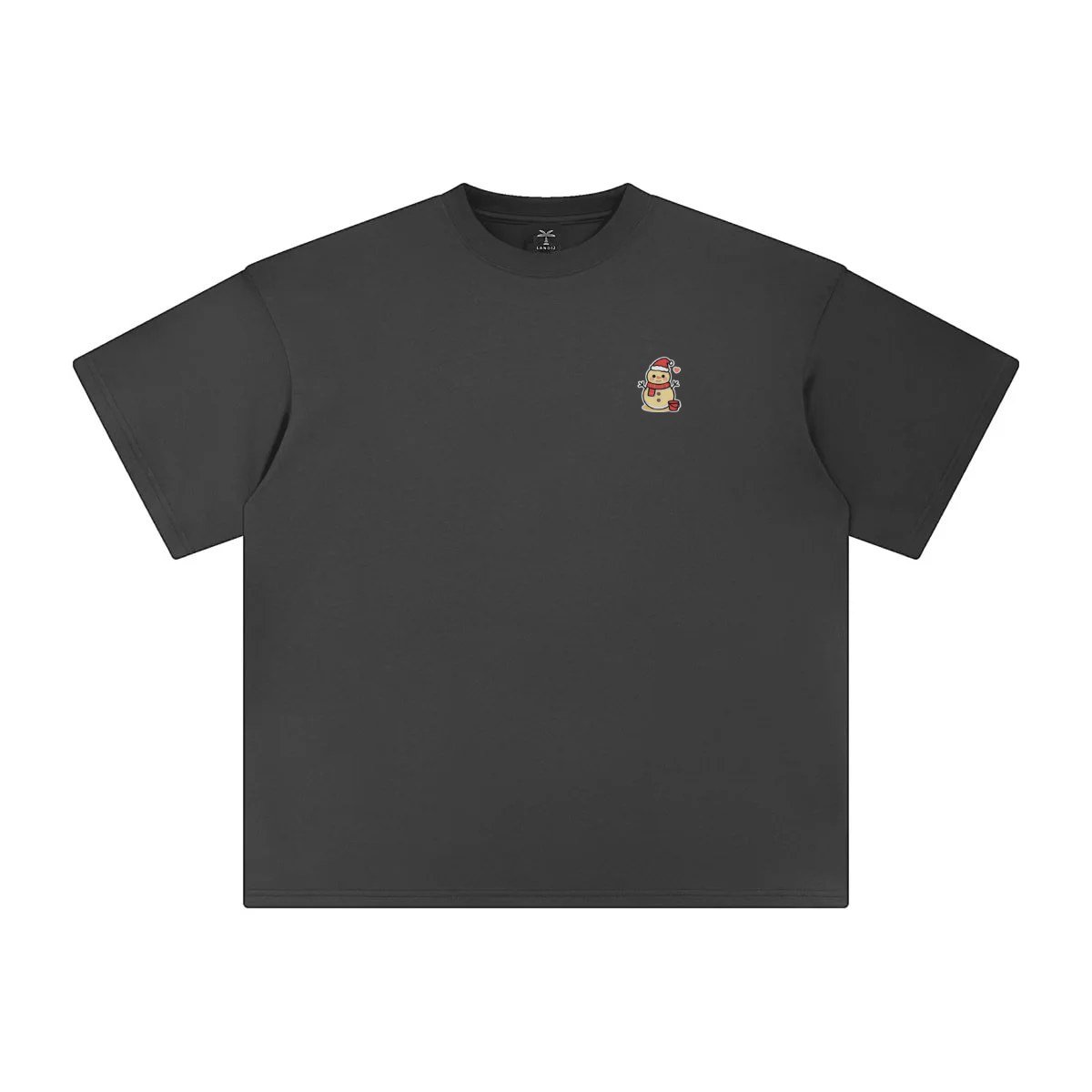 T-shirt oversized brodé Bonhomme de sable – gris foncé – cœur
