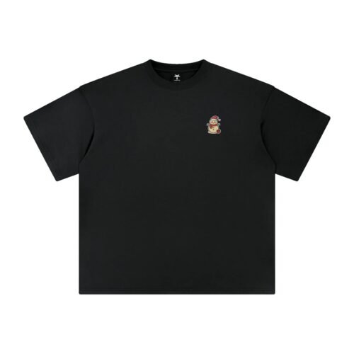 T-shirt oversized brodé Bonhomme de sable – noir – cœur