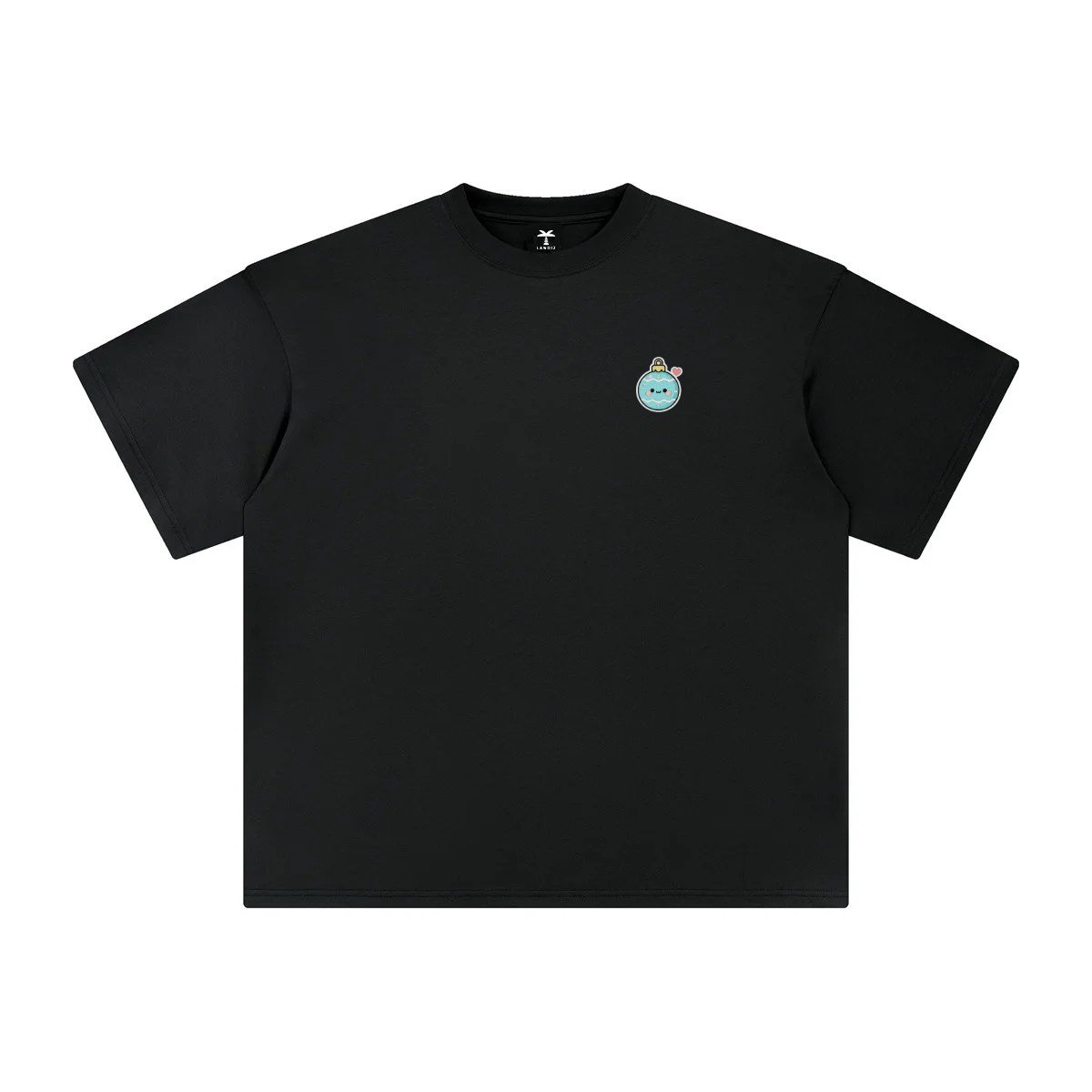 T-shirt oversized brodé Boule de Noël – noir – cœur