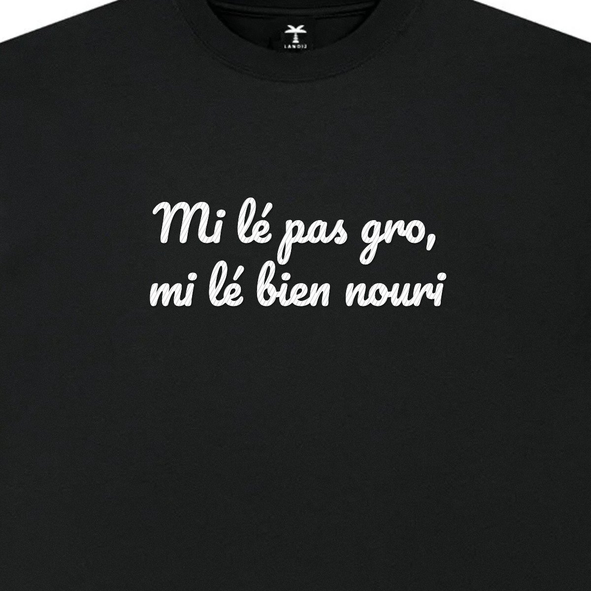 T-shirt brodé « Mi lé pas gro, mi lé bien nouri »