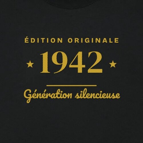 T-shirt brodé « Édition originale – Génération silencieuse » – aperçu broderie