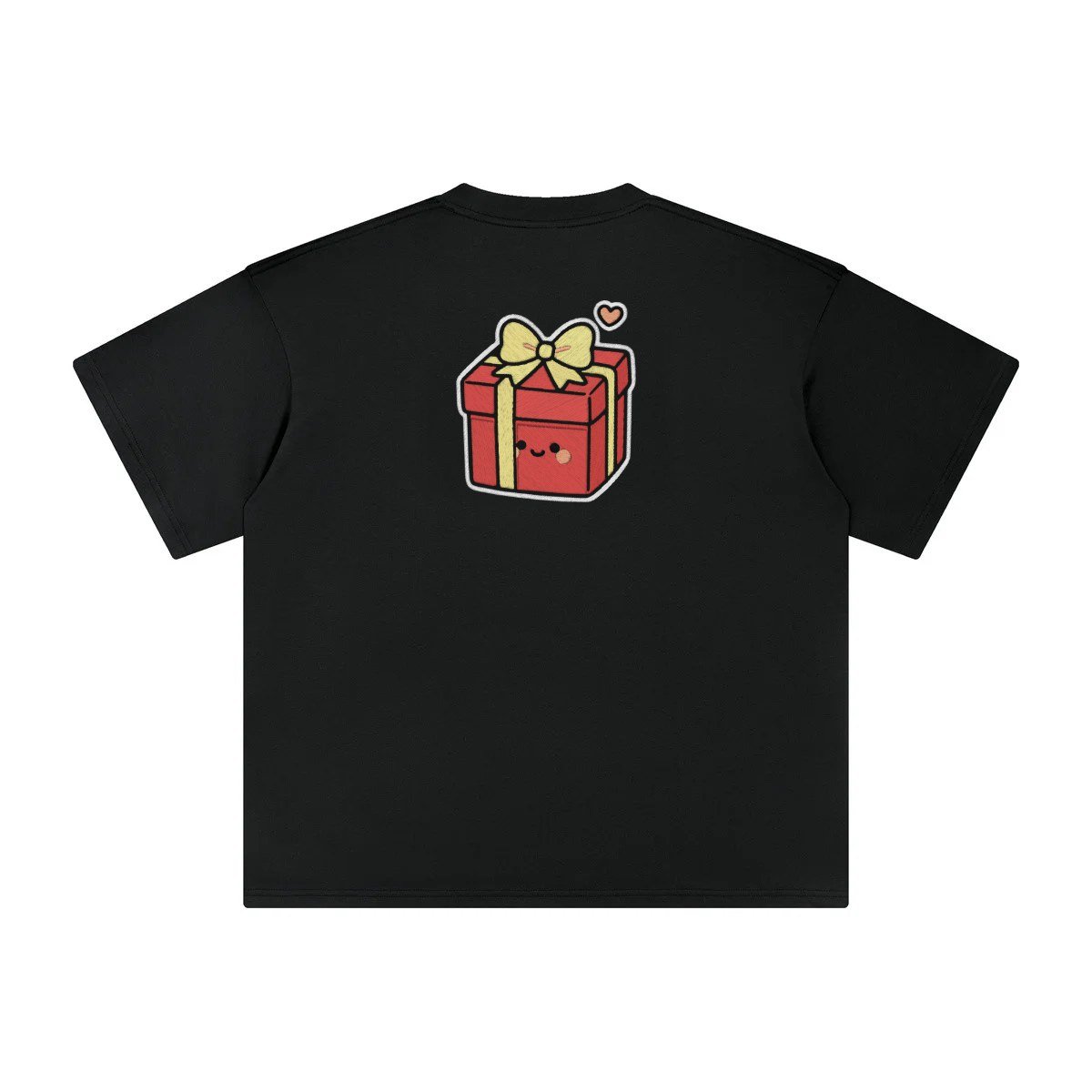 T-shirt oversized brodé Cadeau – noir – grand dos