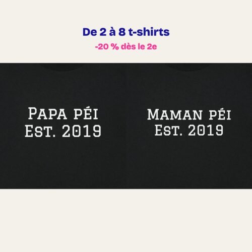 T-shirts brodés « Pack famille péi » – aperçu broderie