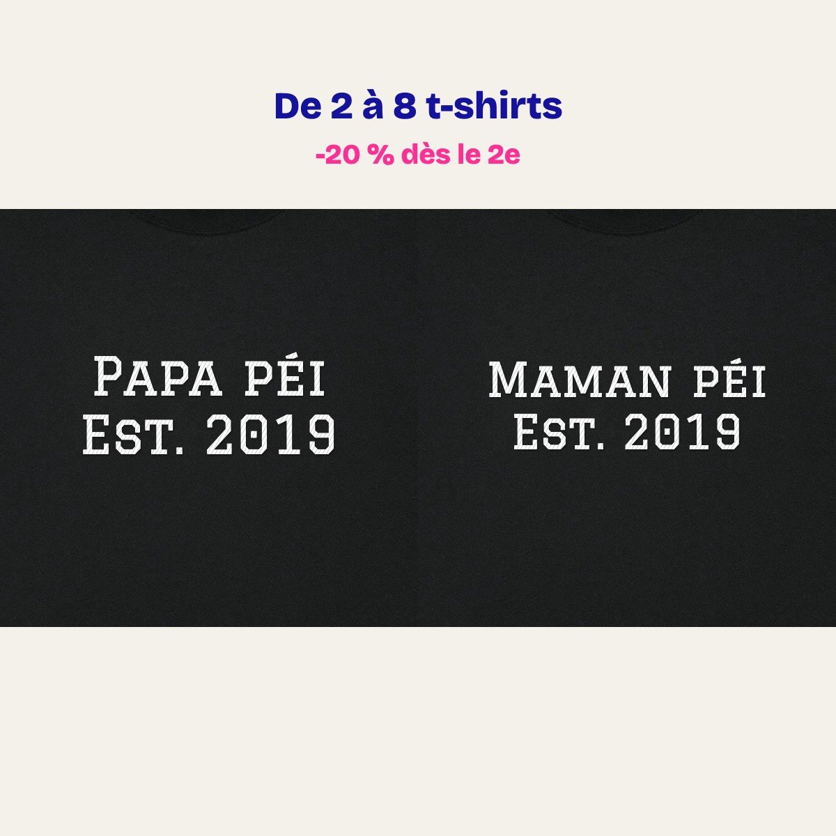 T-shirts brodés « Pack famille péi » – aperçu broderie