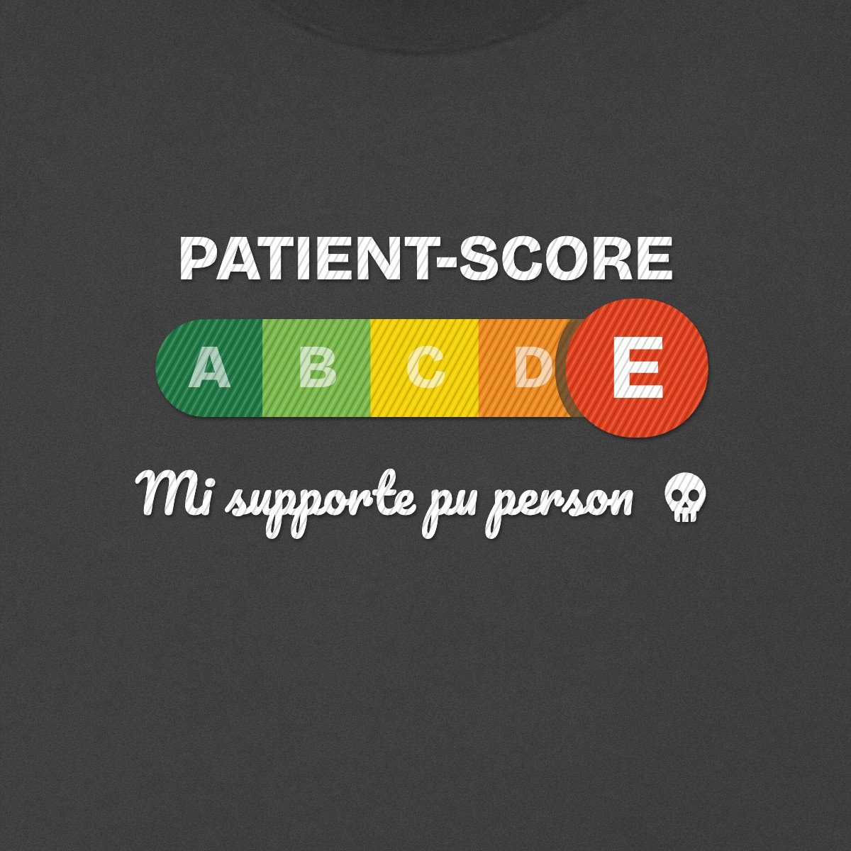 T-shirt brodé « Patient-score » – aperçu broderie