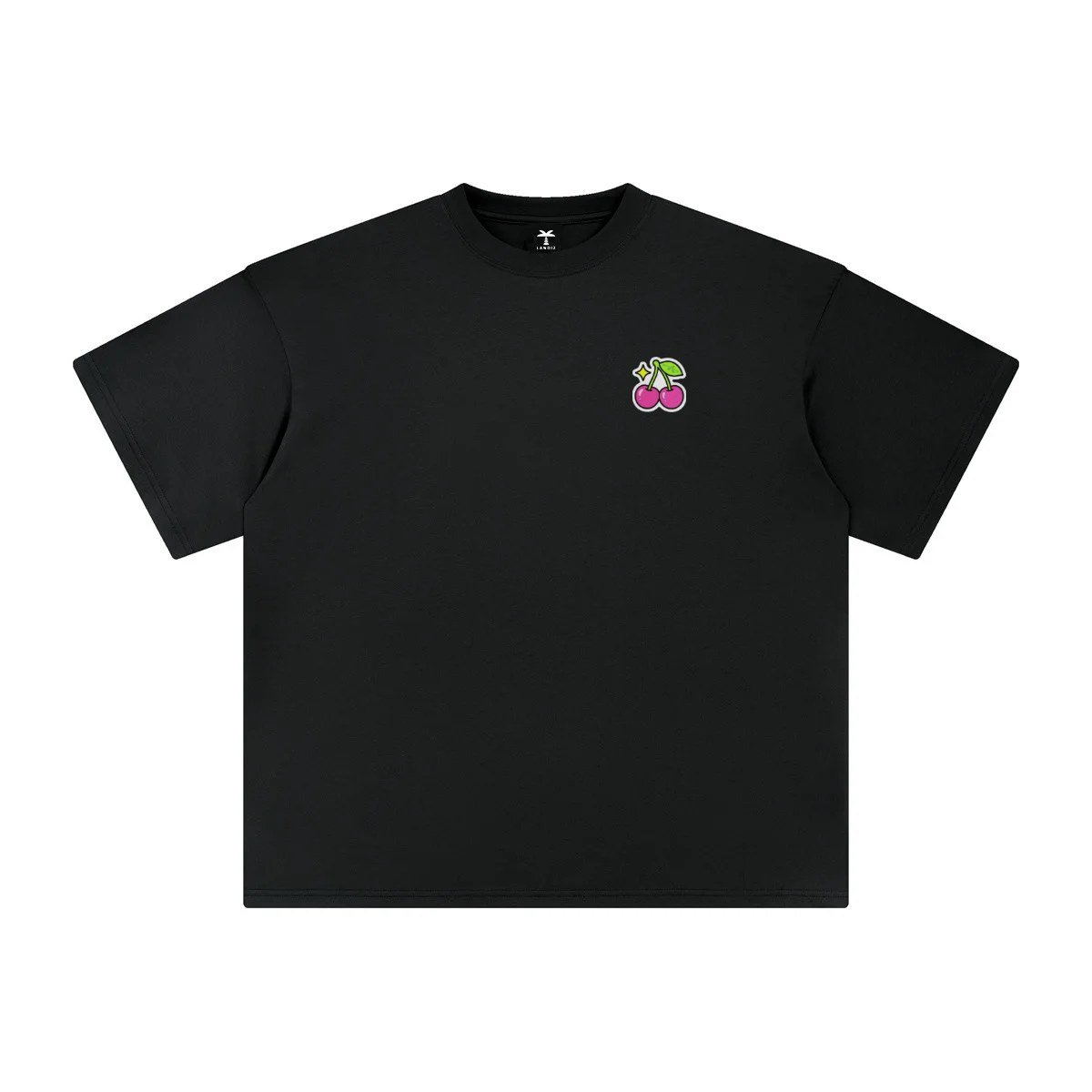 T-shirt oversized brodé Cerises – noir – cœur