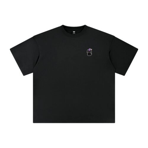 T-shirt oversized brodé Chat noir – noir – cœur