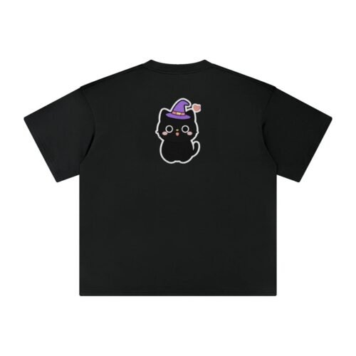 T-shirt oversized brodé Chat noir – noir – grand dos
