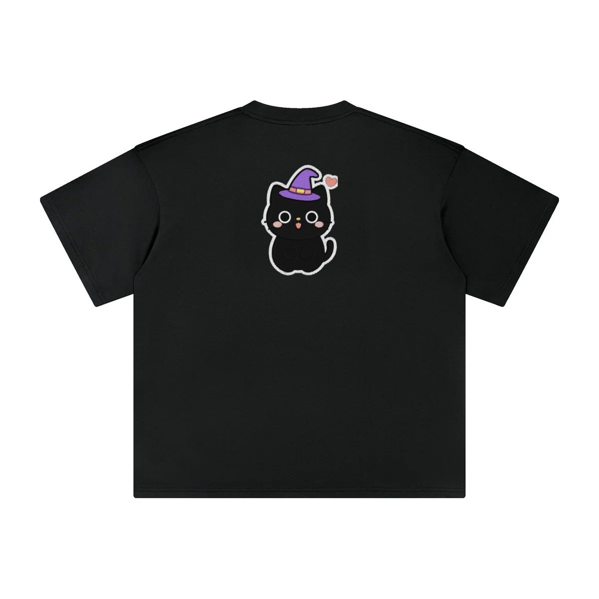 T-shirt oversized brodé Chat noir – noir – grand dos