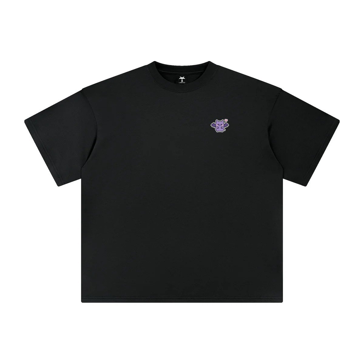 T-shirt oversized brodé Chauve-souris – noir – cœur