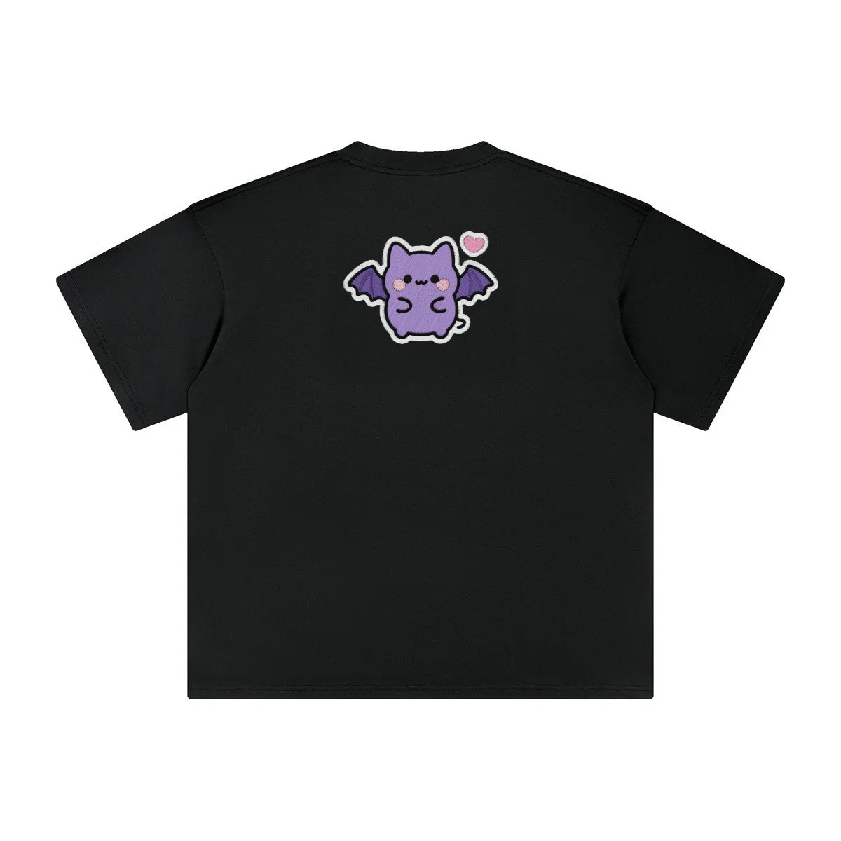 T-shirt oversized brodé Chauve-souris – noir – grand dos