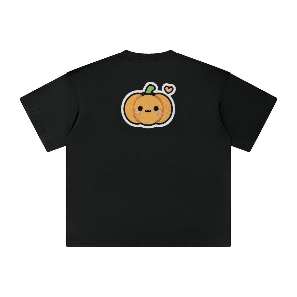 T-shirt oversized brodé Citrouille – noir – grand dos
