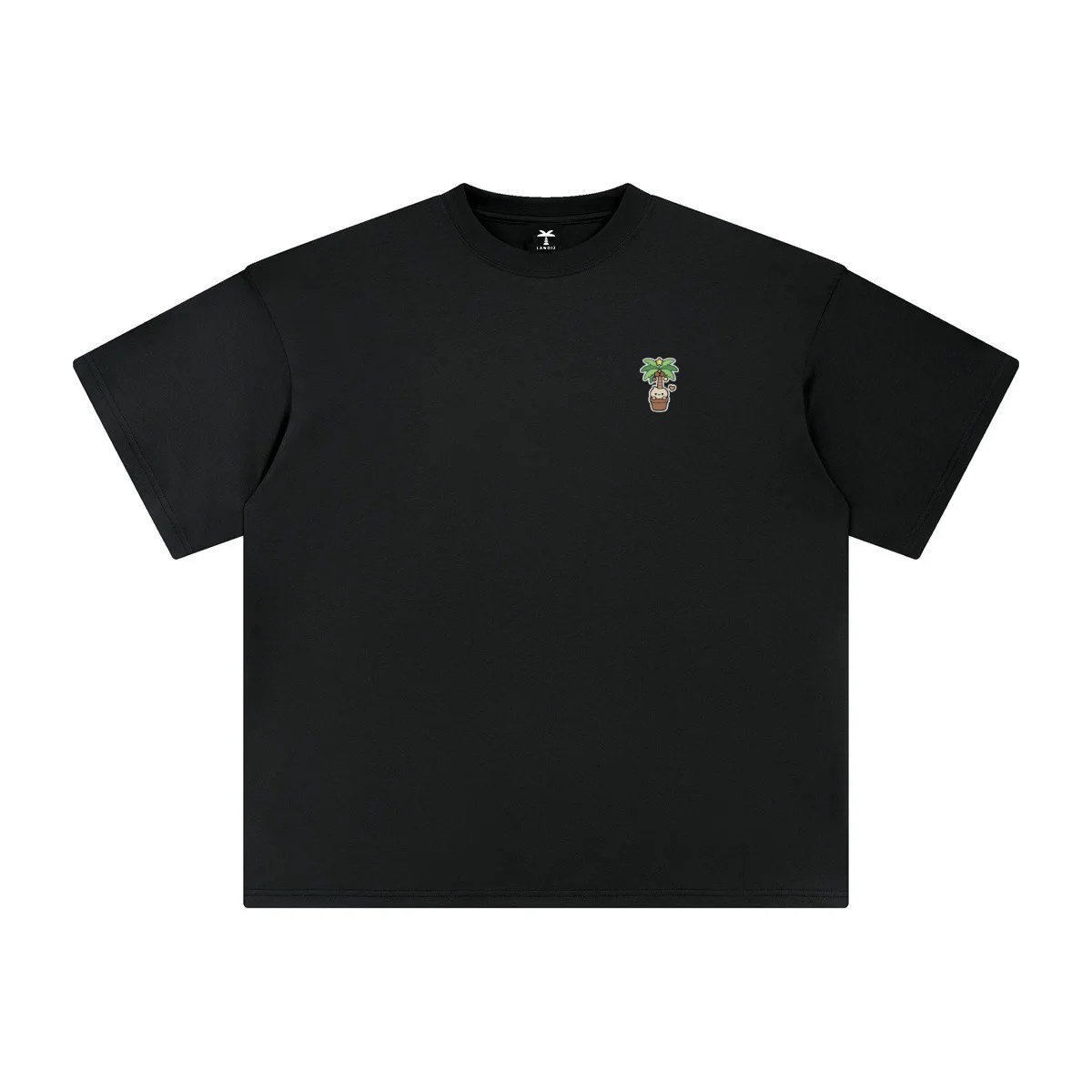 T-shirt oversized brodé Cocotier de Noël – noir – cœur