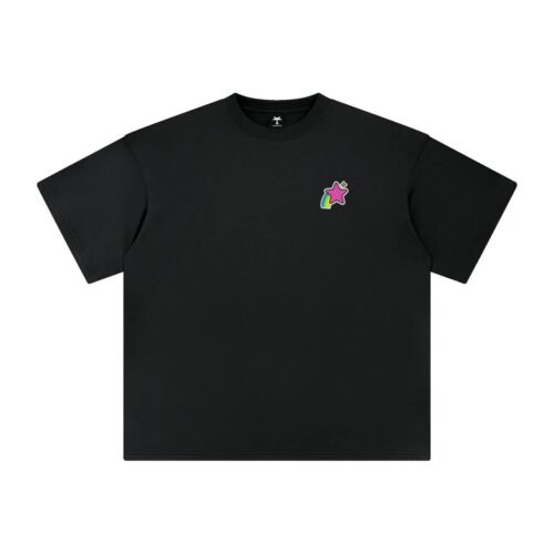 T-shirt oversized brodé Étoile filante – noir – cœur