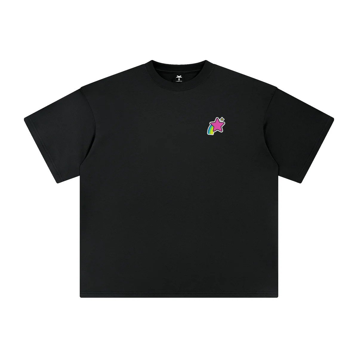 T-shirt oversized brodé Étoile filante – noir – cœur