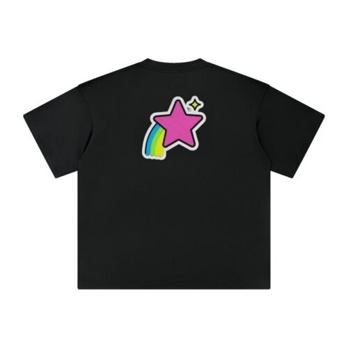 T-shirt oversized brodé Étoile filante – noir – grand dos