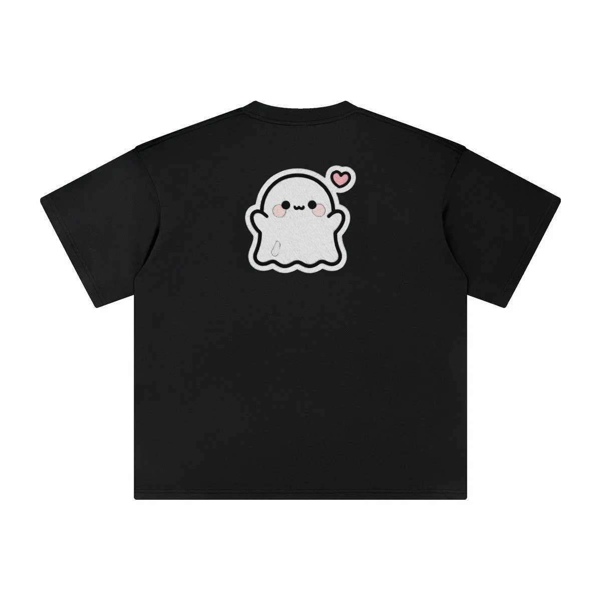 T-shirt oversized brodé Fantôme – noir – grand dos