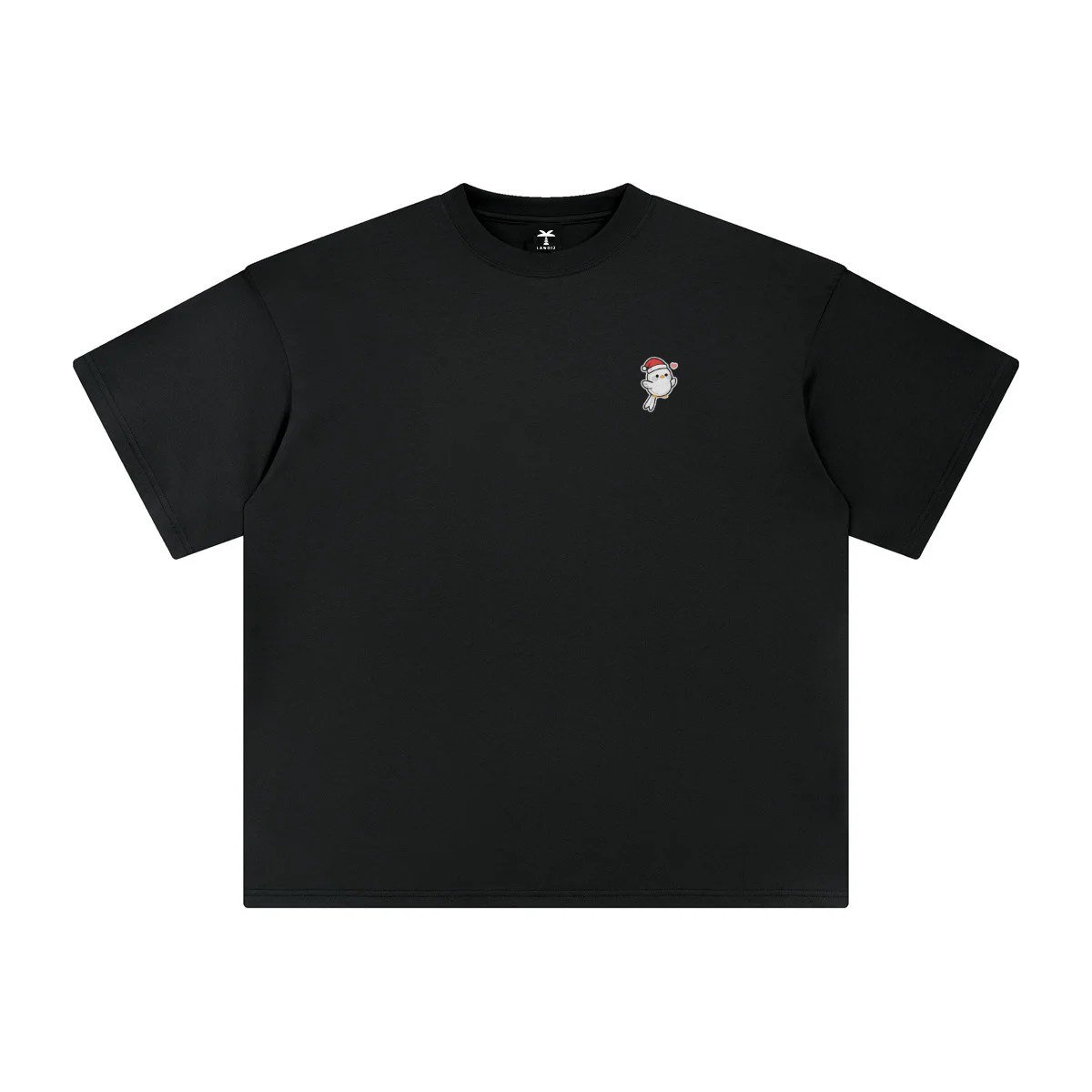 T-shirt oversized brodé Paille-en-queue de Noël – noir – cœur