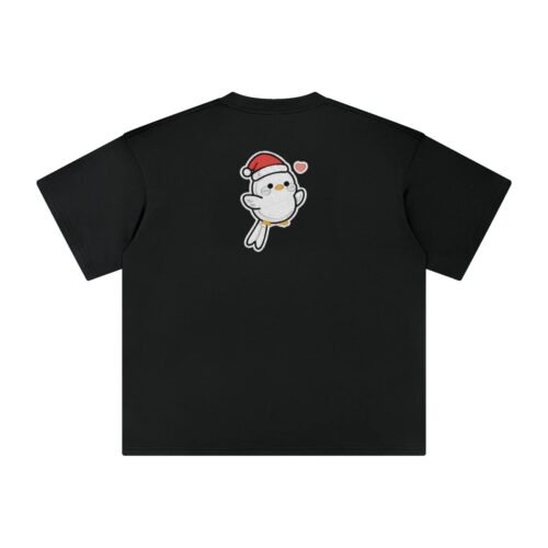 T-shirt oversized brodé Paille-en-queue de Noël – noir – grand dos