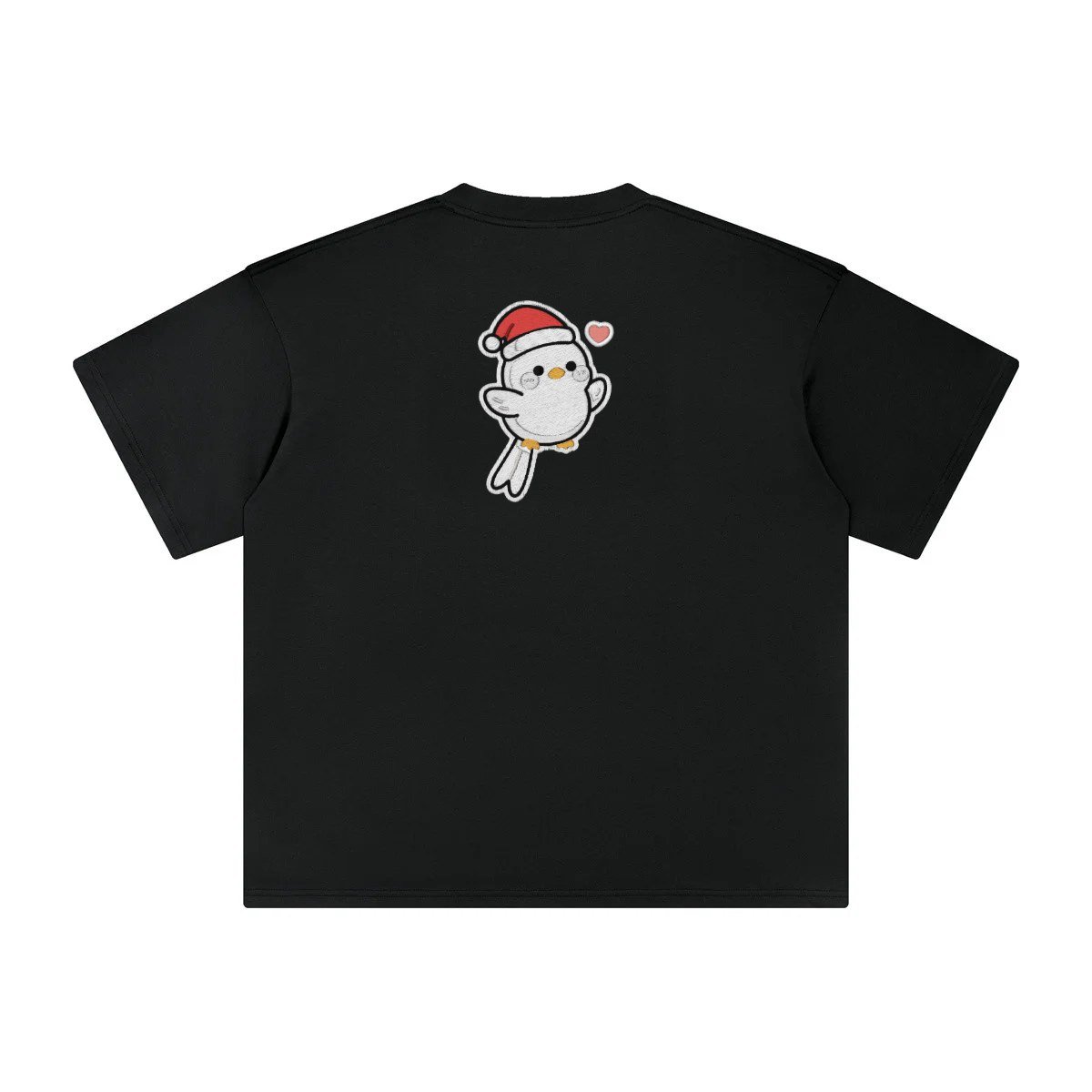 T-shirt oversized brodé Paille-en-queue de Noël – noir – grand dos