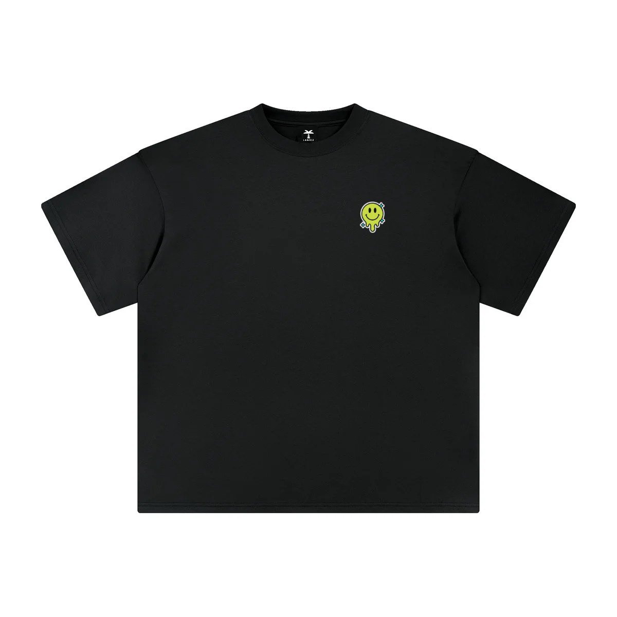 T-shirt oversized brodé Smiley fondant – noir – cœur