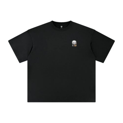T-shirt oversized brodé Squelette – noir – cœur