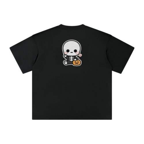 T-shirt oversized brodé Squelette – noir – grand dos