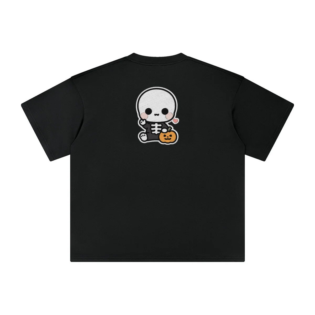 T-shirt oversized brodé Squelette – noir – grand dos