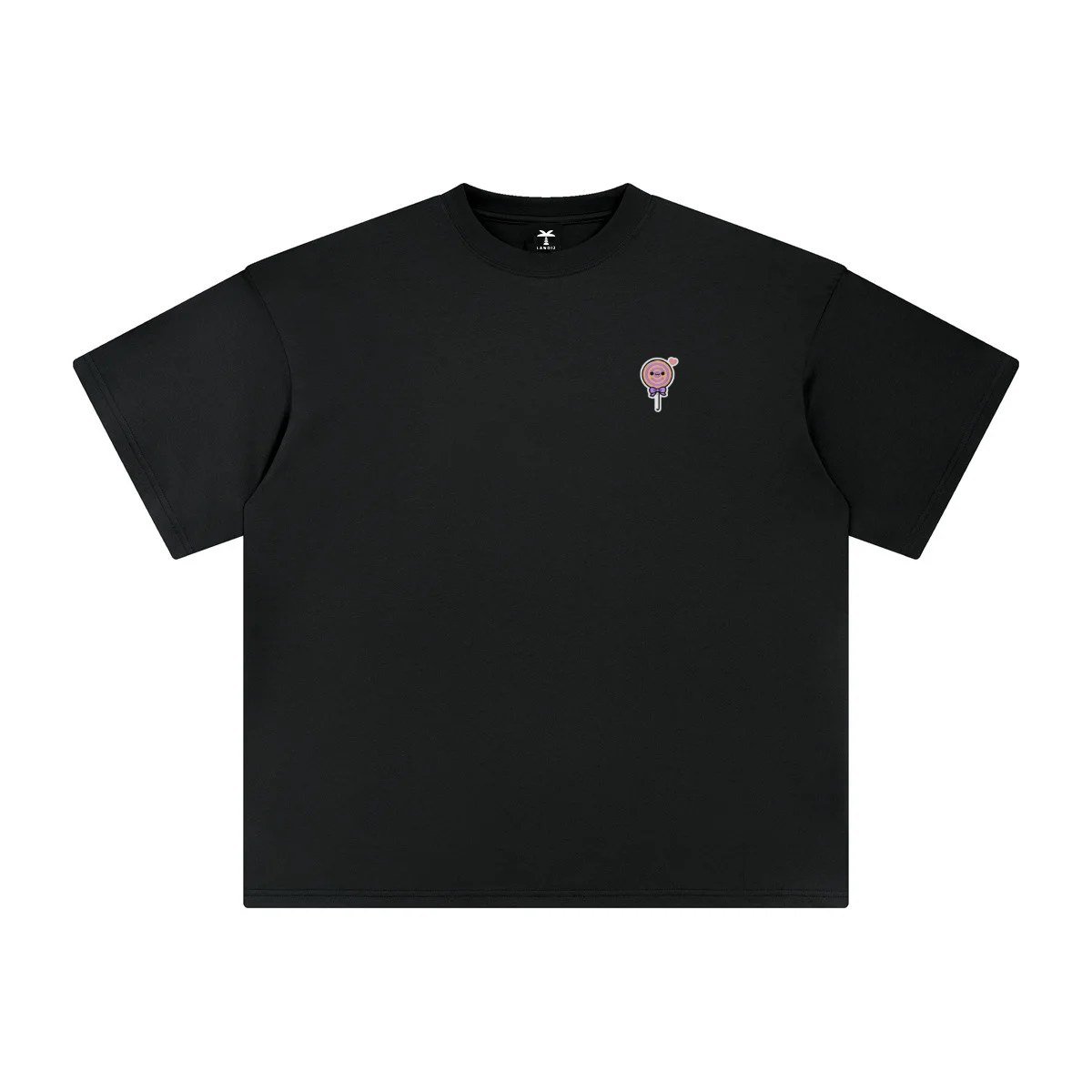 T-shirt oversized brodé Sucette – noir – cœur